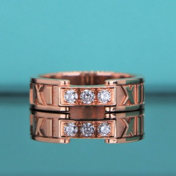 19039 Tiffany & Co. Atlas Roman Numeral Diamond 18K Rose Gold Band 6 - Picture 5 of 5